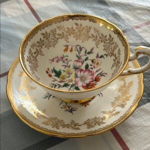 Elegant Gold and White Paragon teacup